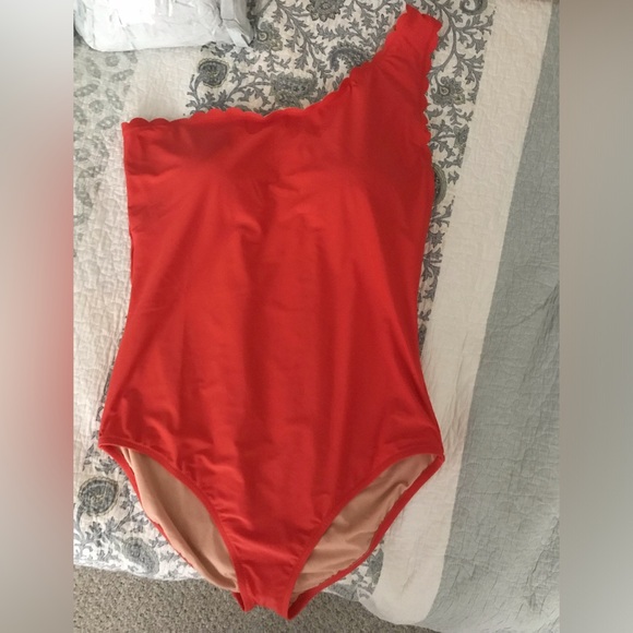 NWT J Crew Bathing Suit One Shoulder Scalloped One Piece Bathing Suit  XL - Picture 7 of 7
